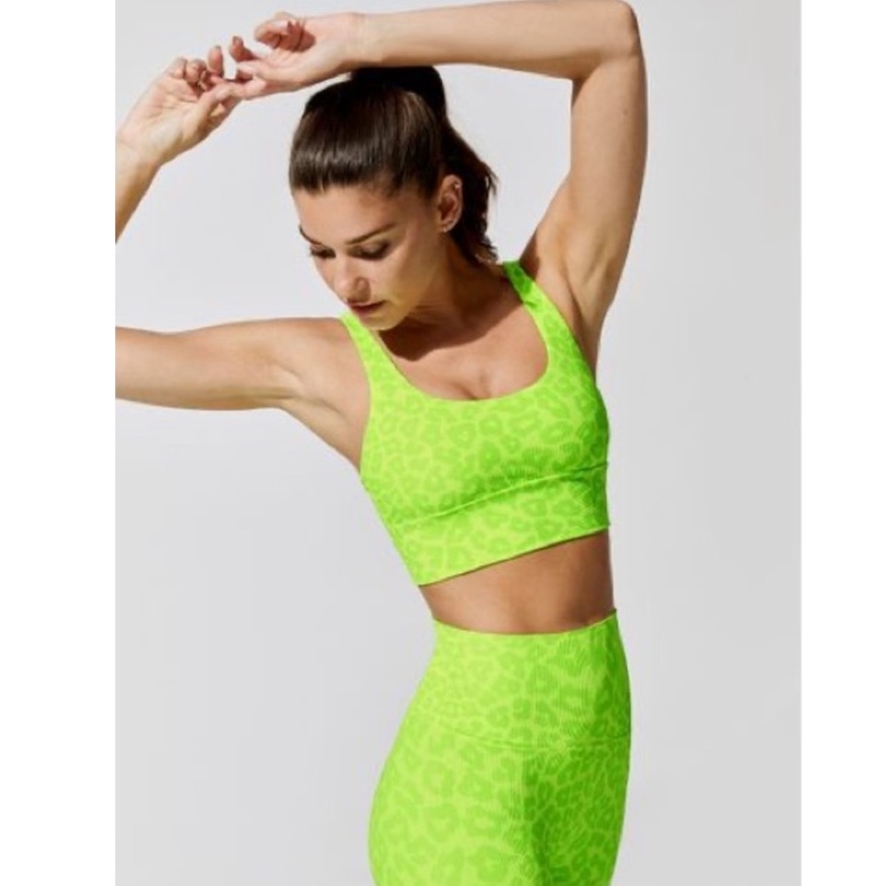 💚💛 Beach Riot SET Neon Lime Leopard Print Sports Bra and Leggings